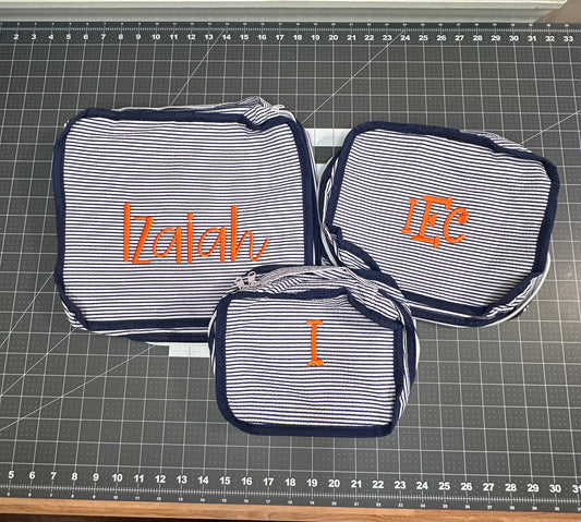 Personalized Striped Travel Pouches