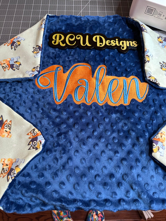 Custom Sewn & Embroidered Minky Blanket