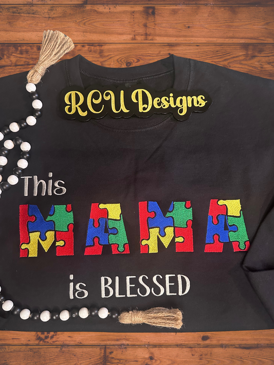 This Mama is Blessed" Puzzle Piece Sweatshirt